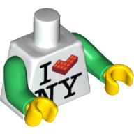 Torso I 'L Brick' NY Print, Green Arms, Yellow Hands Weiß