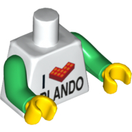 Torso I 'L Brick' ORLANDO Print, Green Arms, Yellow Hands White