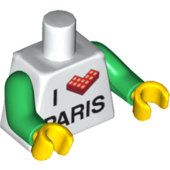 Torso I 'L Brick' PARIS Print, Green Arms, Yellow Hands Weiß