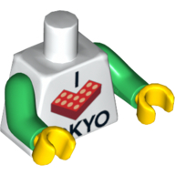 Torso I 'L Brick' TOKYO Print, Green Arms, Yellow Hands White