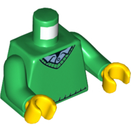 Torso Sweater, V-Necked with Trim, Medium Black Shirt, Yellow Neck Print, Green Arms, Yellow Hands Green