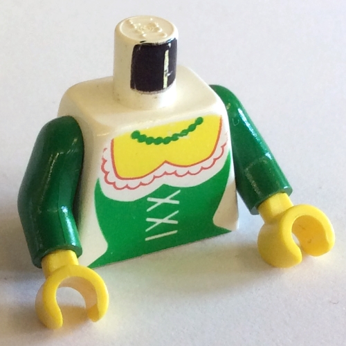 Torso Forestman Green Corset and Necklace Bright Print (Maiden), Green Arms, Yellow Hands White