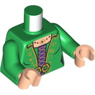 Torso, Dress, Gold Decorations, Trim, Dark Purple Underdress print, Green Arms, Light Nougat Hands Grün