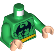 Torso Muscles Outline with Dragon Print (Iron Fist), Green Arms, Light Nougat Hands Grün