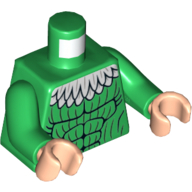 Torso Muscles with White Feather Collar Print, Green Arms, Light Nougat Hands Green