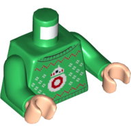 Torso Sweater with Pixelated BB-8 (Ugly Christmas Sweater) Print, Green Arms, Light Nougat Hands Green