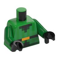 Torso, Pixelated Vest, Green Stripes, Black Belt, Gold Belt Buckle print, Green Arms, Black Hand Bright Green