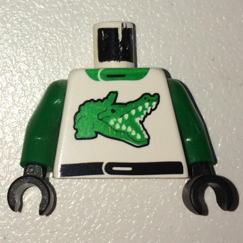 Torso Race Jacket with Alligator Green Print, Green Arms, Black Hands White