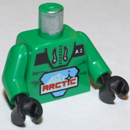 Torso Arctic Logo Large and 'A2' Print, Green Arms, Black Hands Grün