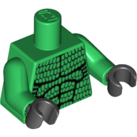 Torso Muscles Outline with Scales Print, Green Arms, Black Hands Grün