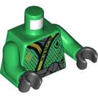 Torso Robe with Diamonds and Black and Lime Trim, Tied Black Belt Print (Lloyd), Green Arms, Black Hands Grün