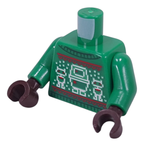 Torso, Ugly Christmas Sweater, GONK Droid, BD-72 print, Red Bows print, Green Arms, Dark Brown Hands Green