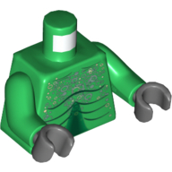 Torso Alien with Scales and Muscles Outline Print, Green Arms, Dark Bluish Gray Hands Green