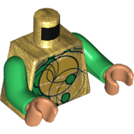 Torso Armor, Green Detailing, Gold Circles and Swirls Print, Green Arms, Nougat Hands Perlgold
