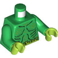 Torso Muscles Outline with Swamp Plants and Scales Print, Green Arms, Lime Hands Green