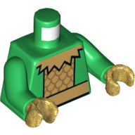 Torso Armor, Gold Pointed Collar, Gold Belt Print, Green Arms, Pearl Gold Hands Grün