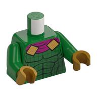 Torso Jumpsuit, Muscles, Magenta Cape with Gold Buckles Print, Green Arms, Pearl Gold Hands Grün
