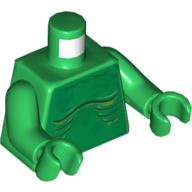 Torso Alien with Skeletal Spine and Ribs Print, Green Arms and Hands Green