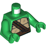 Torso Turtle Shell with Dark Brown Horizontal and Diagonal Belt Print, Green Arms and Hands Grün