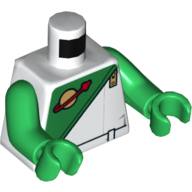 Torso Classic Space Logo, Futuron Green Print, Green Arms and Hands Weiß