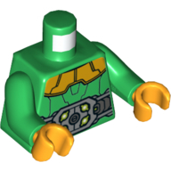 Torso Armor, Large Grey Belt with Buckle, Bright Light Orange Collar Print, Green Arms, Bright Light Orange Hands Grün