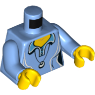 Torso Shirt with Two Buttons and Shell Pendant, '2014 The LEGO Store Las Vegas' on Back Print, Medium Blue Arms, Yellow Hands Mittelblau