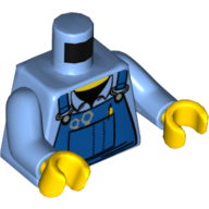 Torso Mechanic Blue Overalls, Tools in Pocket Print, Plain Back, Medium Blue Arms, Yellow Hands Medium Blue