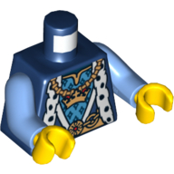 Torso Robe with Fur Trim and Gold Chain with Crown Print, Medium Blue Arms, Yellow Hands Dunkelblau