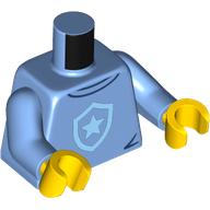 Torso, Bright Light Blue Police Badge print, Medium Blue Arms, Yellow Hands Mittelblau