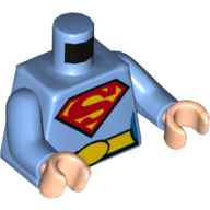 Torso Bodysuit, Superman/Supergirl Logo, Yellow Belt Print, Medium Blue Arms, Light Nougat Hands Mittelblau