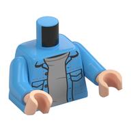 Torso Shirt, Pockets, Open over Light Bluish Grey Undershirt print, Medium Blue Arms, Light Nougat Hands Mittelblau