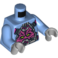 Torso Robot with Kraang and Control Harness Print, Medium Blue Arms, Light Bluish Gray Hands Mittelblau