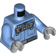 Torso Shirt with Front Pockets under Silver Control Unit with 3 Gauges and Belt with Silver Buckle print, Medium Blue Arms, Light Bluish Gray Hands Medium Blue