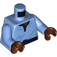 Torso V-Neck Shirt with Dark Blue Trim Print (Lando Calrissian), Medium Blue Arms, Reddish Brown Hands Mittelblau
