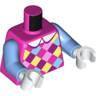 Torso, Bright Pink/Bright Light Blue/Bright Light Yellow Diagonal Checkered Shirt, White Collar print, Medium Blue Arms, White Hands Dark Pink