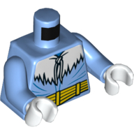 Torso Winter Jacket with Fur, Strings and Yellow Belt Print (Captain Cold), Medium Blue Arms, White Hands Medium Blue