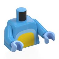 Torso, Bright Liht Blue/Yellow Chest, Black with White Spots Tail/Spot on Back print, Medium Blue Arms, Bright Light Blue Hands Medium Blue