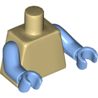 Torso, Medium Blue Arms and Hands [Plain] Beige