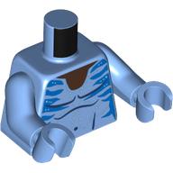 Torso, Bare Chest, Dark Azure/Dark Blue Markings, Dark Brown Neck print, Medium Blue Arms and Hands Mittelblau