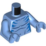 Torso, Bar Chest, Dark Azure/Dark Blue Markings print, Medium Blue Arms and Hands Medium Blue