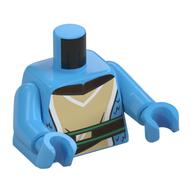 Torso, Tan Tunic, White Trim, Dark Brown/Green Belt, Fur print, Medium Blue Arms and Hands Medium Blue