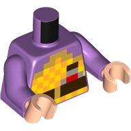 Torso, Minecraft Pixelated Fire, Dark Brown Belt print, Medium Lavender Arms, Light Nougat Hands Mittellavendel