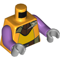 Torso Jumpsuit with Dark Brown and Dark Tan Belt and Neck Plate Print (Zeb Orrelios), Medium Lavender Arms, Light Bluish Gray Hands Leuchtendes Hellorange