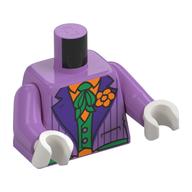 Torso Jacket, Dark Purple Lapels, Green Vest, Orange Shirt, Orange Flower print, Medium Lavender Arms, White Hands Mittellavendel