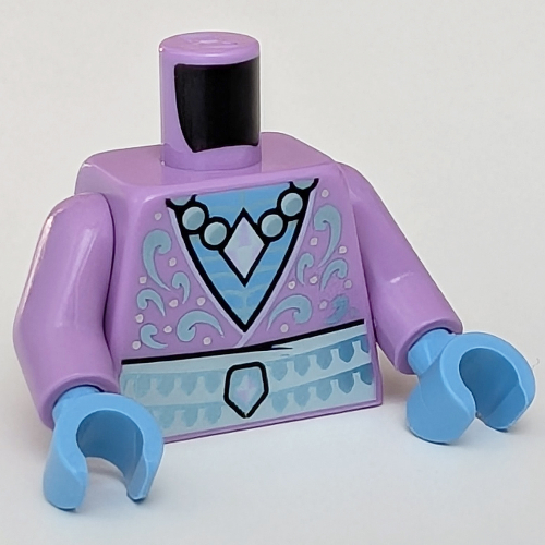 Torso Robe, Pearl Necklace, Diamond Pendant, Medium Blue Chest print, Medium Lavender Arms, Medium Blue Hands Medium Lavender