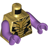 Torso Armor, Black and Gold Panels Print, Medium Lavender Arms and Hands Pearl Gold