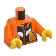 Torso, Hoody, Zipper, Black/White Bright Light Orange Shapes print, Orange Arms, Yellow Hands Orange