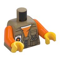Torso Jacket, Pockets, White Radio, Orange Shirt print, Orange Arms, Yellow Hands Dark Tan
