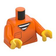 Torso, Sweater/Jumpsuit, Pocket, Black/White Striped Shirt print, Orange Arms, Yellow Hands Orange