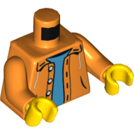 Torso Jacket with Hood over Light Blue Sweater Print, Orange Arms, Yellow Hands Orange